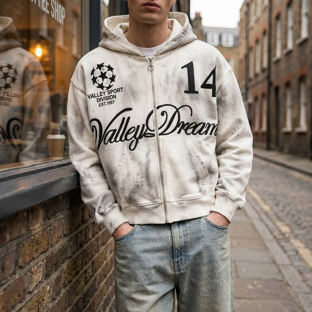 Valley Dreams - Vale Forever Oreo 14 Zip Up Hoodie 'Dest/Smoke'