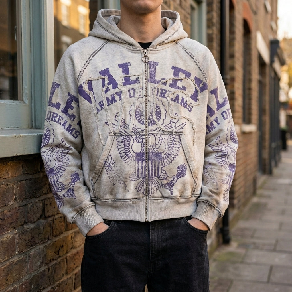 Valley Dreams - Vale Forever Army Zip Up 'Dirt Grey'