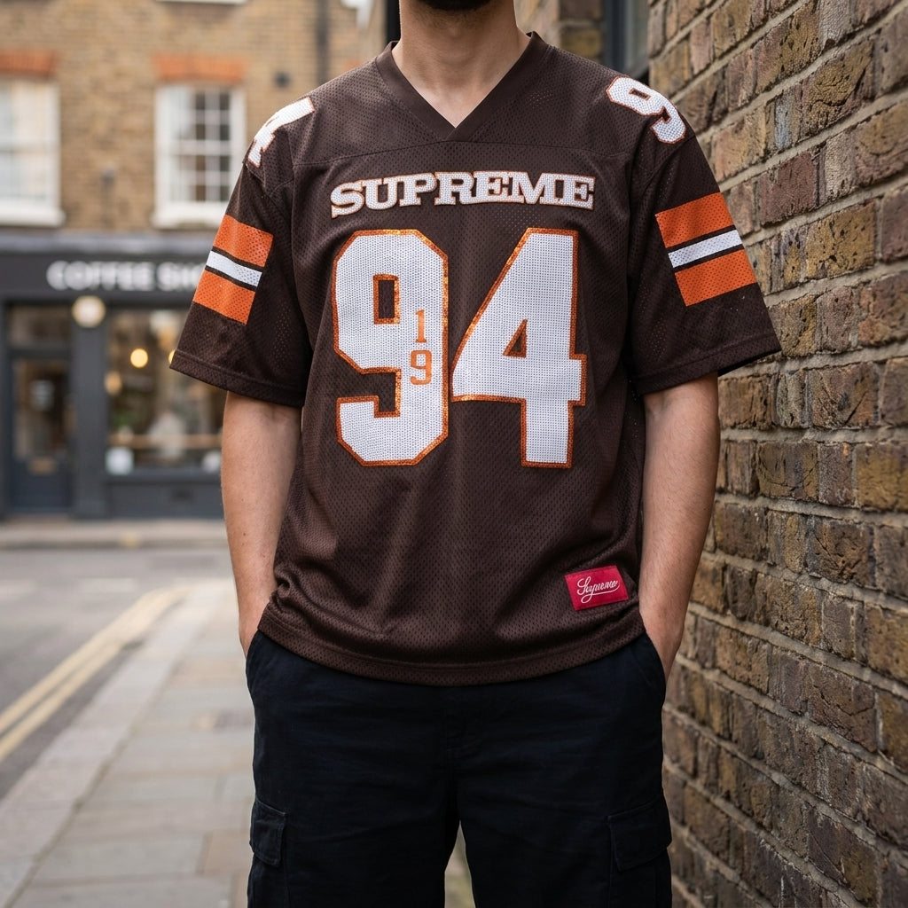 Supreme Sequin Football Jersey 'Brown'
