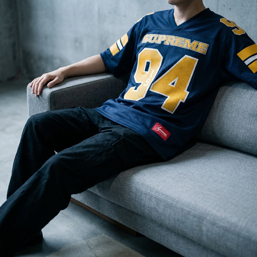 Supreme Sequin Football Jersey 'Navy'