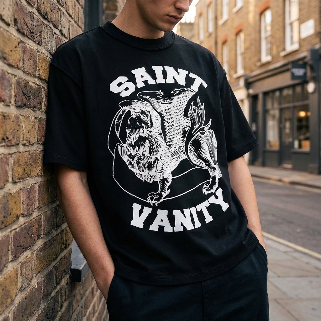 Saint Vanity Griffin Logo T-Shirt 'Black/White'