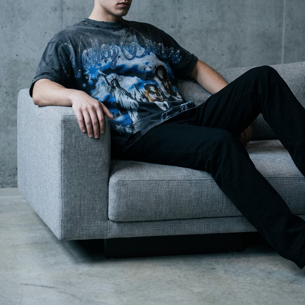 Valley Dreams - Vale Forever Godfather Black Bling Tee 'Black/Blue/Jeweled'