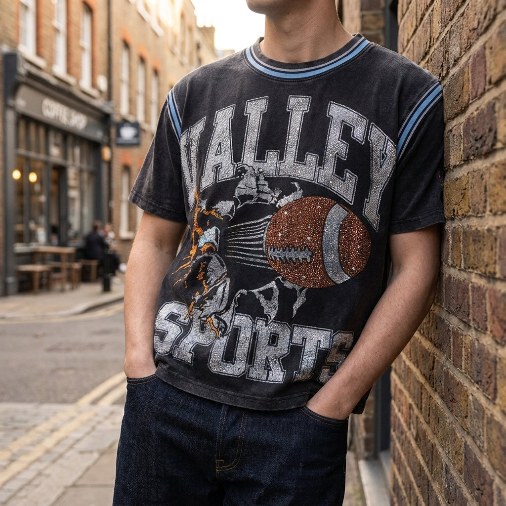 Valley Dreams - Vale Forever 'Classic Bling Tee' Black/Blue T-Shirt