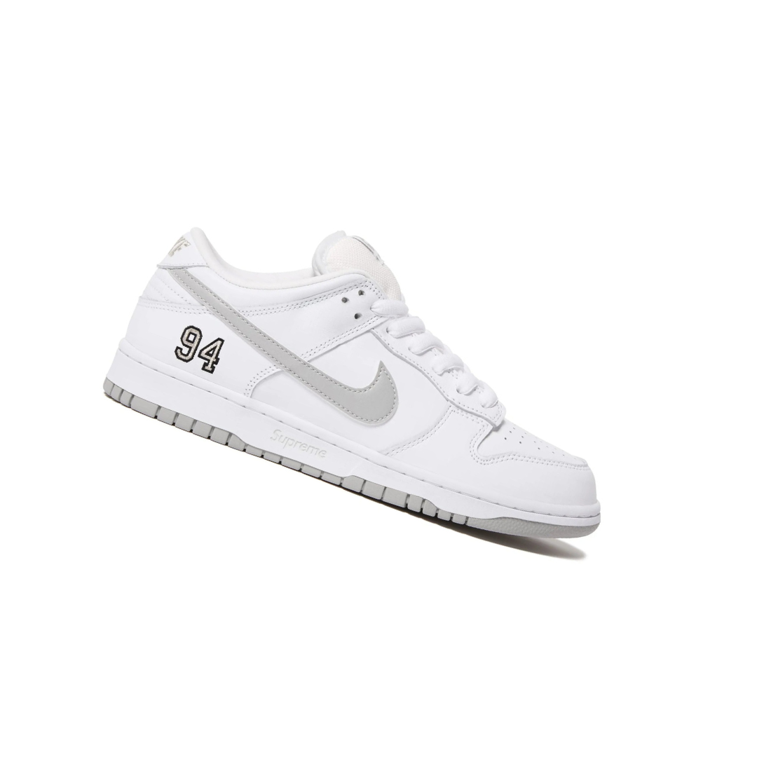 Nike SB Dunk Low X Supreme 'White Metallic Silver'