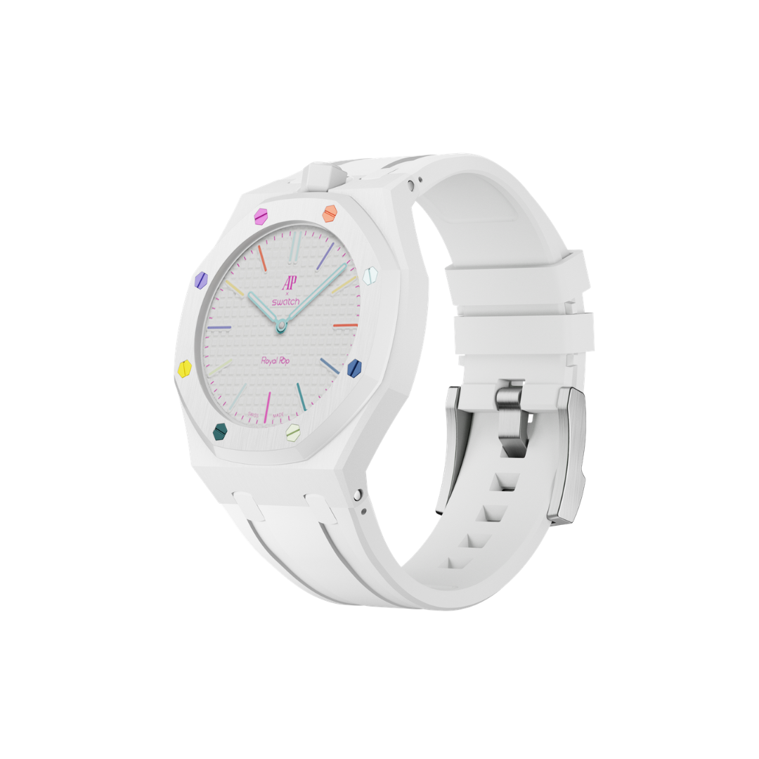 Swatch X Audemars Piguet Royal Pop Silicone Watch Strap 'Huit Blanc'