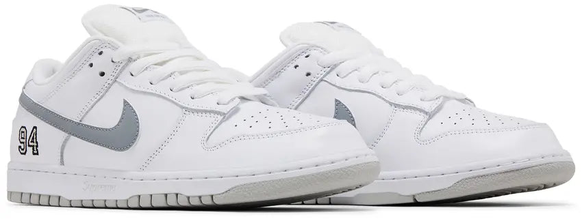 Nike SB Dunk Low X Supreme 'White Metallic Silver'