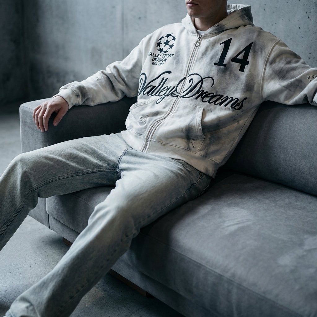 Valley Dreams - Vale Forever Oreo 14 Zip Up Hoodie 'Dest/Smoke'