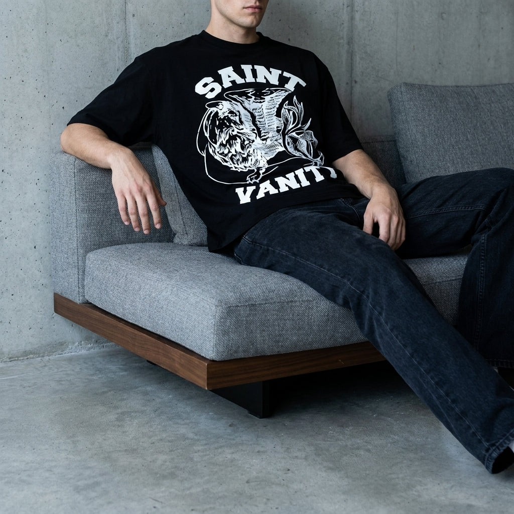 Saint Vanity Griffin Logo T-Shirt 'Black/White'