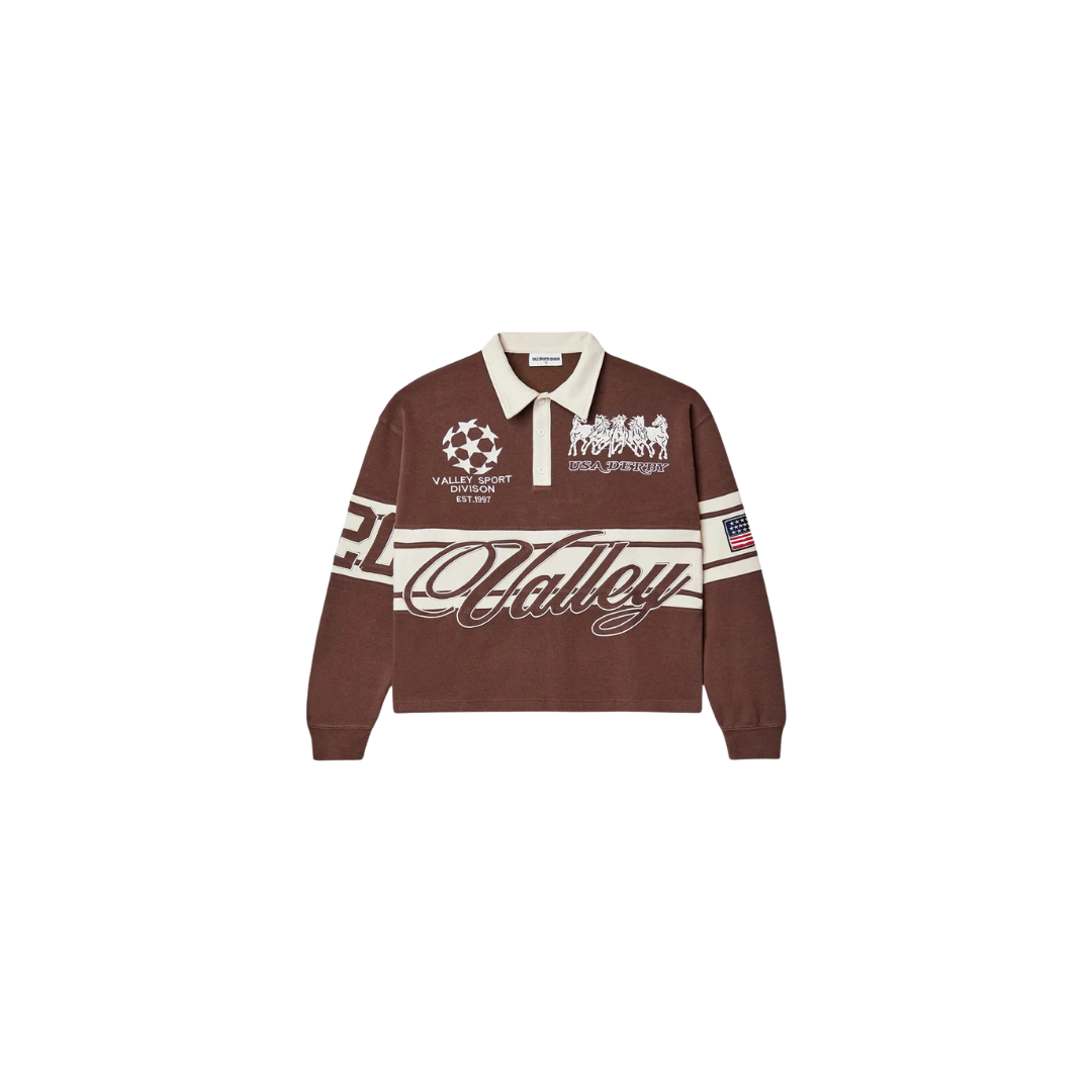Vale Forever Brown Long Sleeve Polo 'Chocolate Derby'