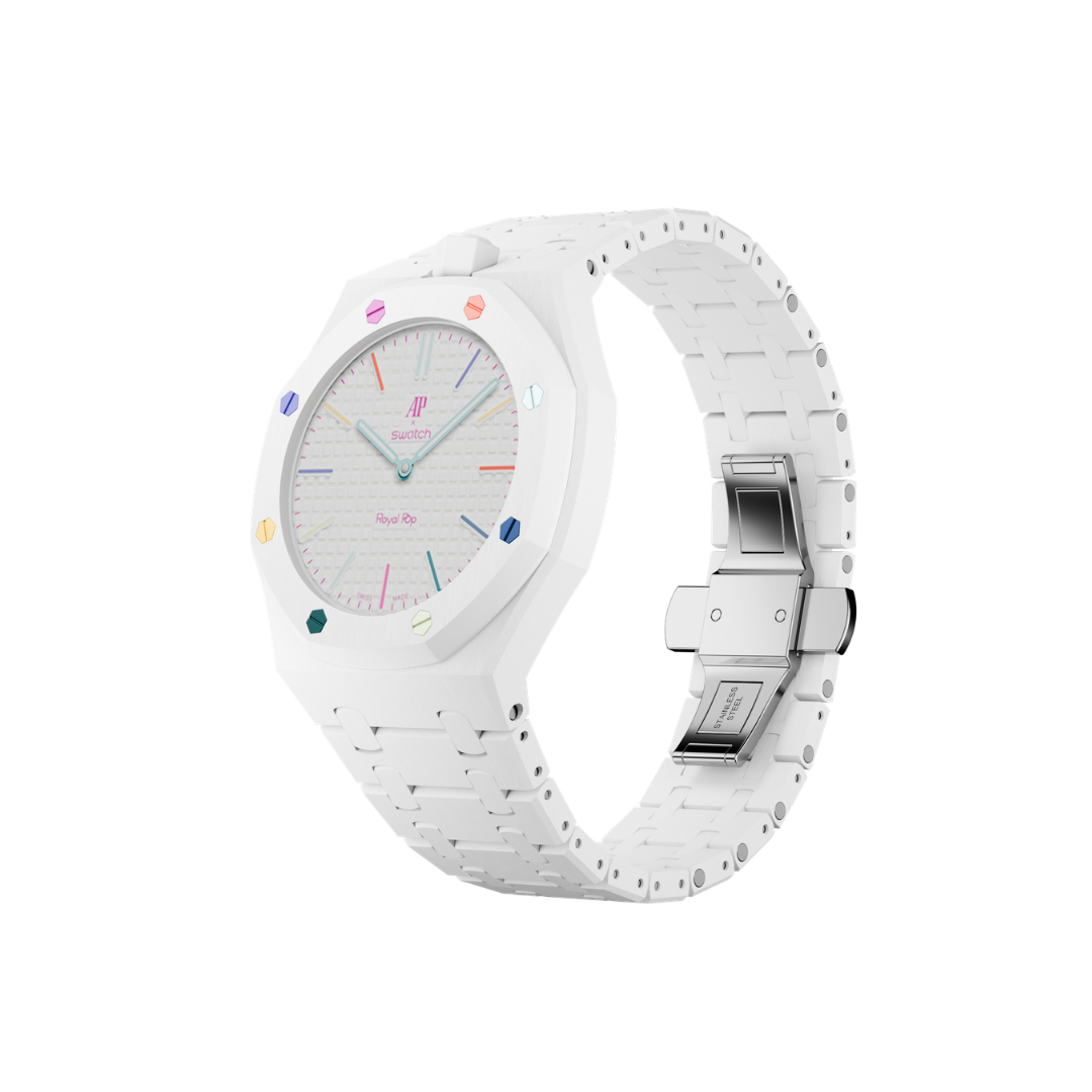Swatch X Audemars Piget Royal Pop Bioceramic Watch Strap 'Huit Blanc'