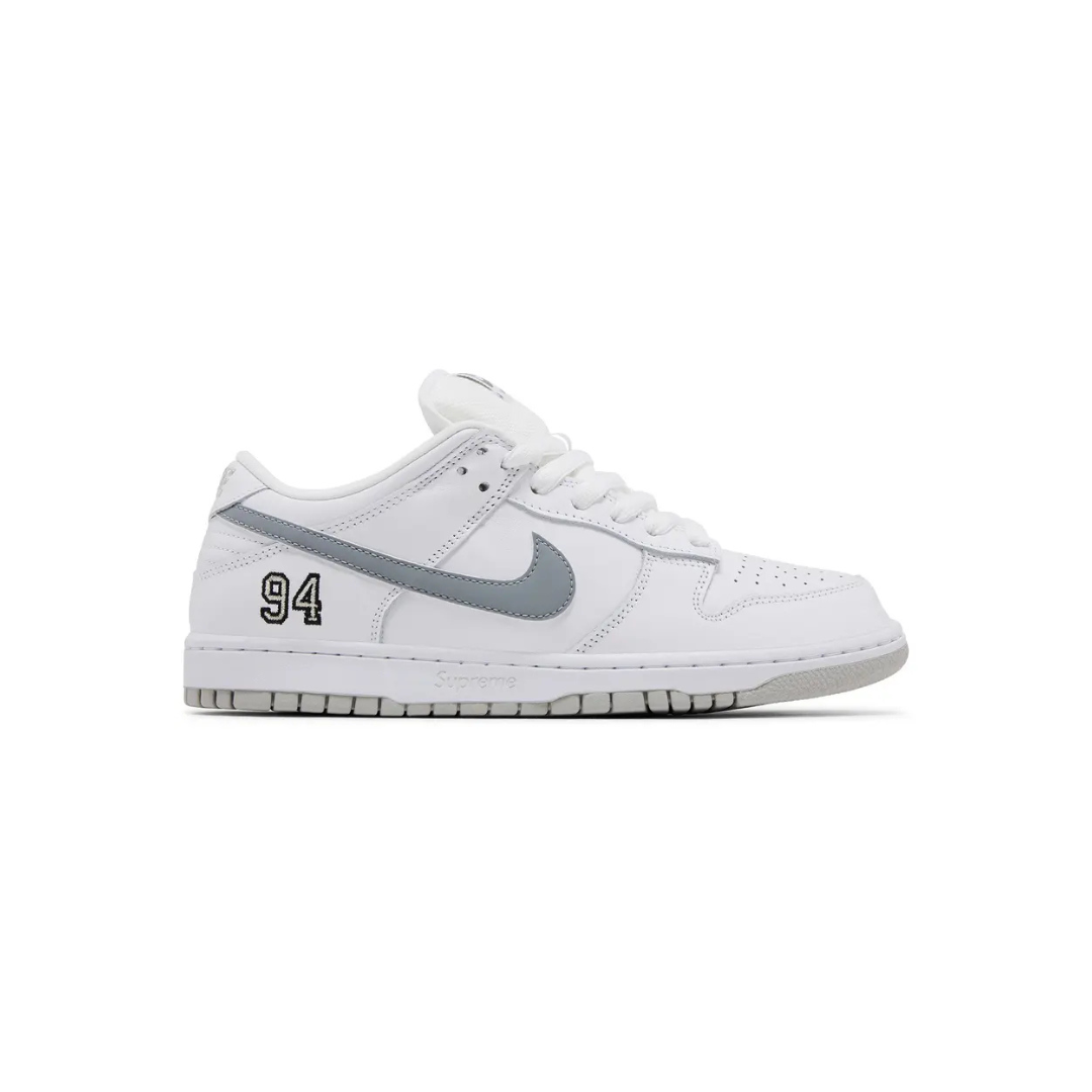 Nike SB Dunk Low X Supreme 'White Metallic Silver'